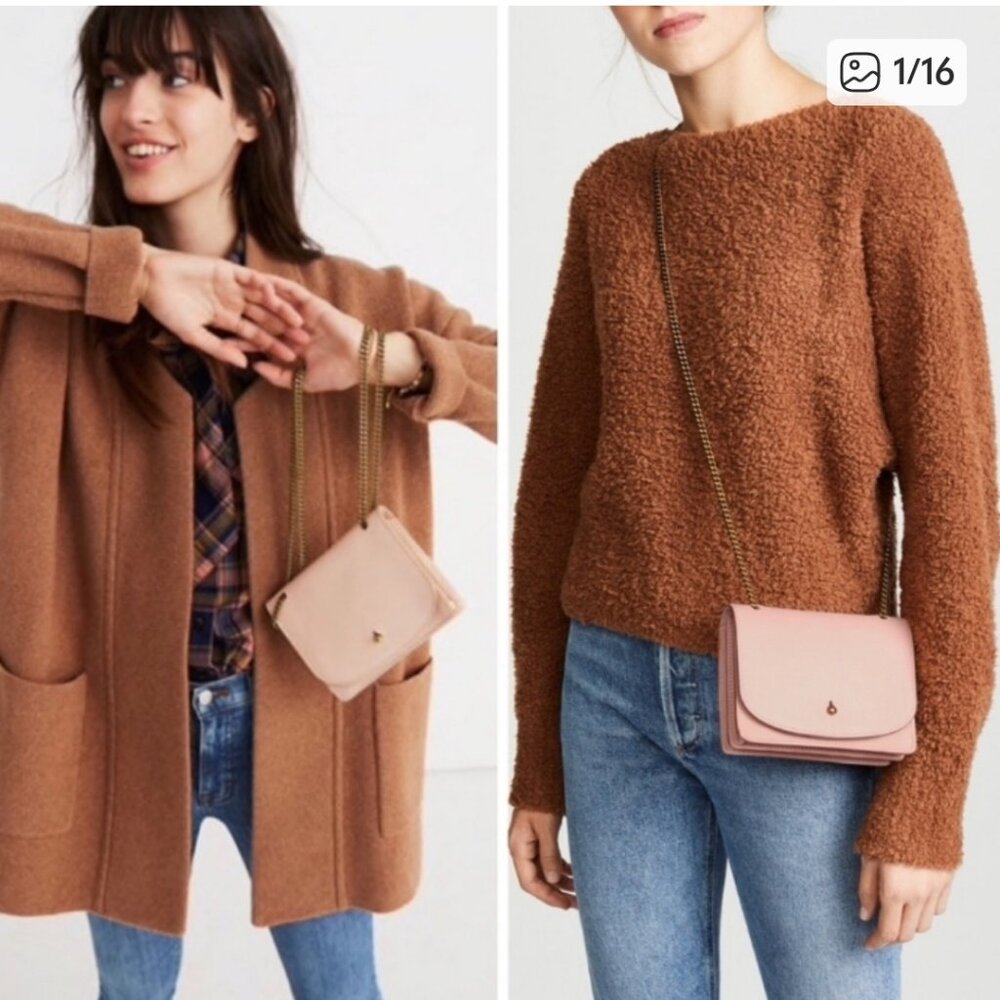 NWT Madewell mini dusty rose genuine Leather crossbody accordion bag